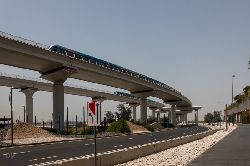 View of Dubai Metro Red Line at Expo 2020 Metro Station in Dubai