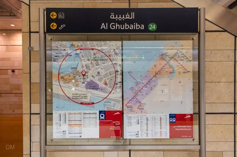 Map at Al Ghubaiba Metro Station showing local area