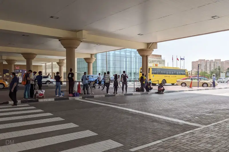 Queue for E101 bus from Ibn Battuta Bus Station in Dubai to Abu Dhabi