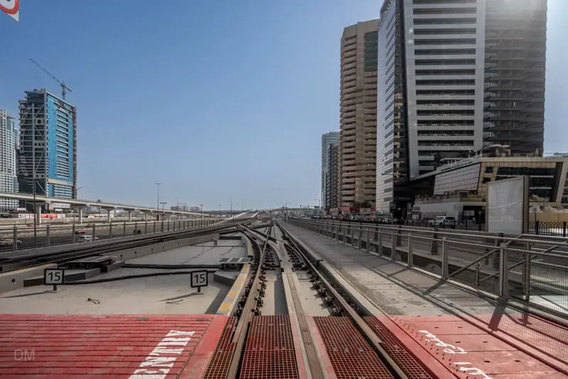 View of Dubai Tram track from Jumeirah Lakes Towers Tram Station