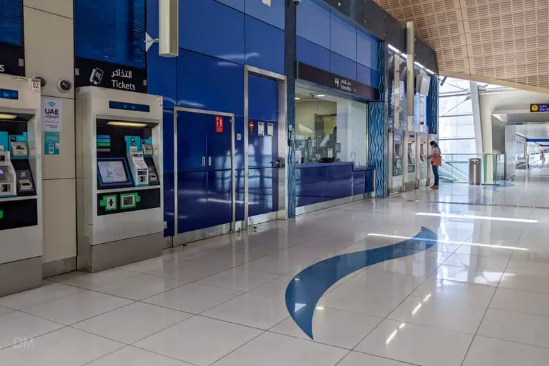 Ticket machines and ticket office at UAE Exchange Metro Station