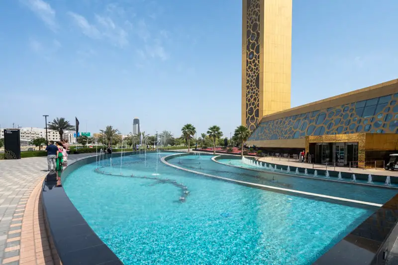 Fountains at the base of the Dubai Frame