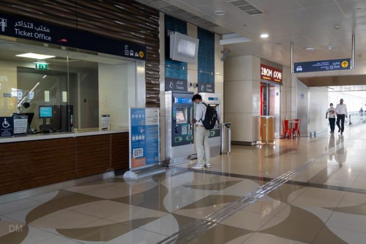 Ticket office, ticket machines, and convenience store at Al Qiyadah Metro Station