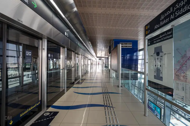 Platform at Abu Baker Al Siddique Metro Station