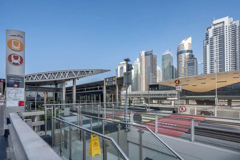 View of Dubai Marina Tram Station and Sobha Realty Metro Station