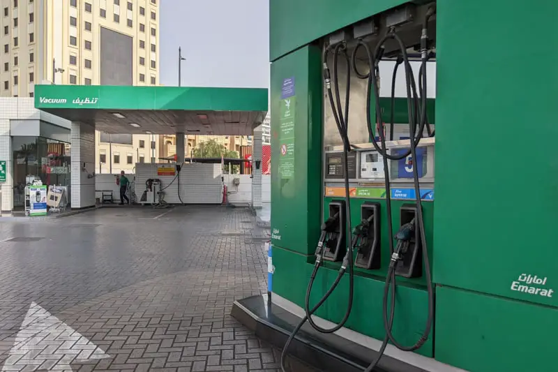 Petrol pump in Dubai selling Special 95, Super 98, and Diesel