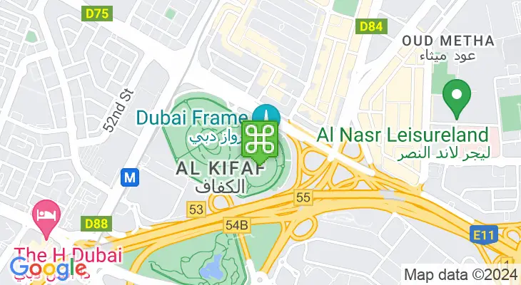 Map showing location of Dubai Frame
